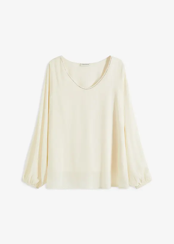 Tunika i chiffon med strass, bonprix