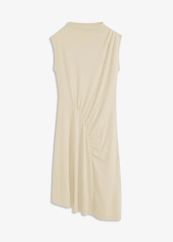 Midikjole med drapering og asymmetrisk fald, bonprix