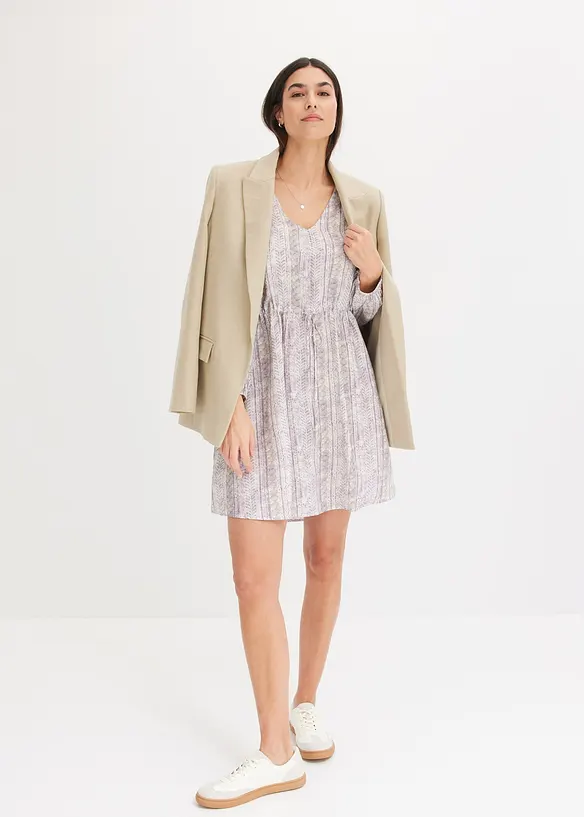 Blazer i lin-look med stripete fôr, bonprix