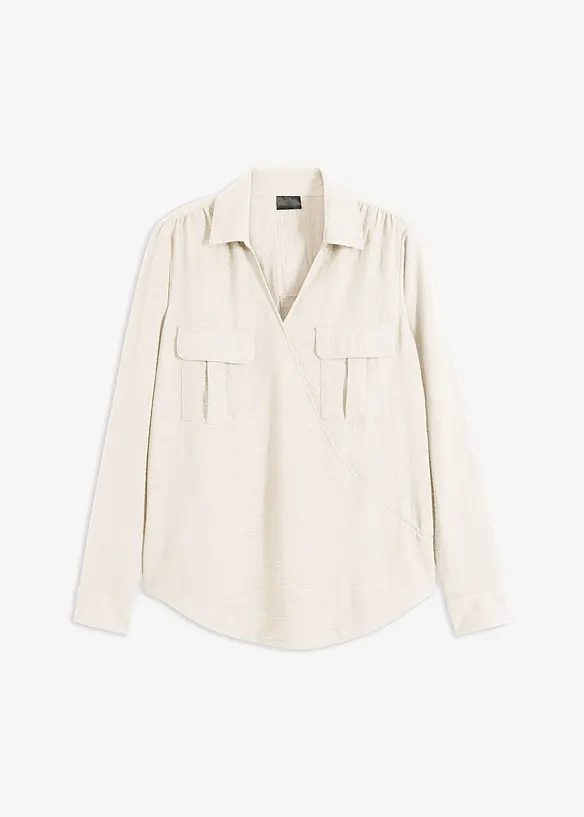 Skjortebluse i omslagslook, bonprix