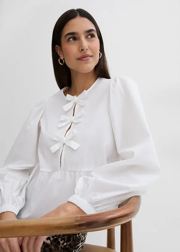 Bluse med sløyfedetaljer, bonprix