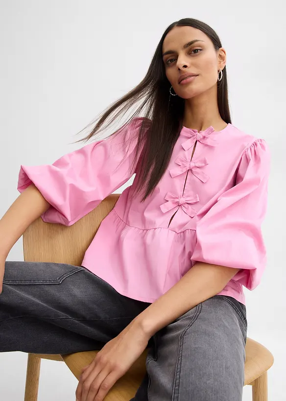 Bluse med sløyfedetaljer, bonprix