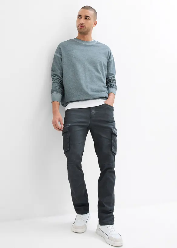 Cargobukse med stretch i vasket look, Straight, bonprix