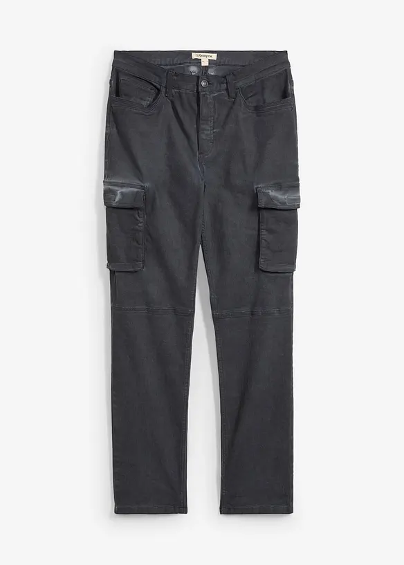 Cargobukse med stretch i vasket look, Straight, bonprix