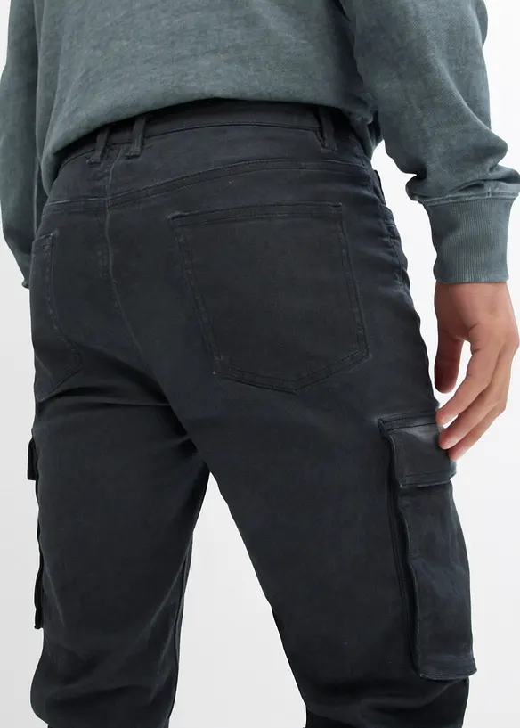 Cargobukse med stretch i vasket look, Straight, bonprix