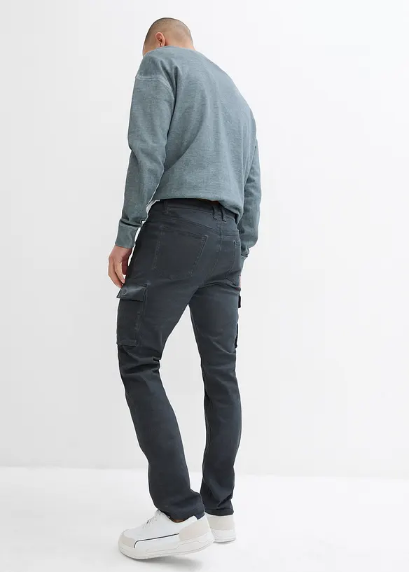 Cargobukse med stretch i vasket look, Straight, bonprix