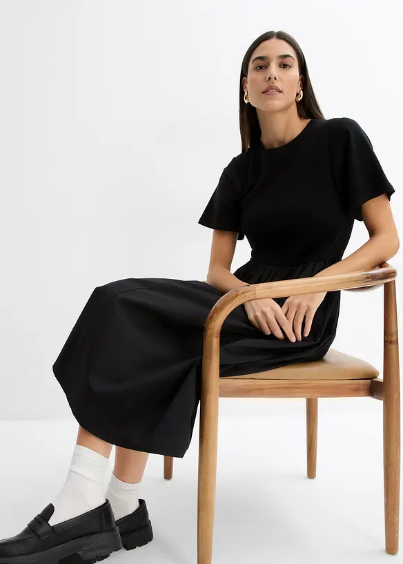 Midikjole i ren bomull, bonprix