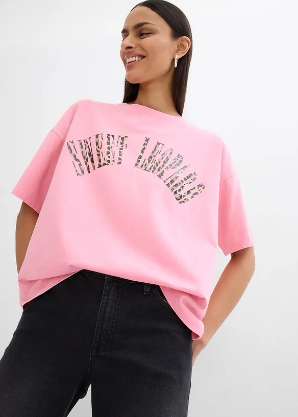 Oversized topp i myk bomullsmiks, bonprix