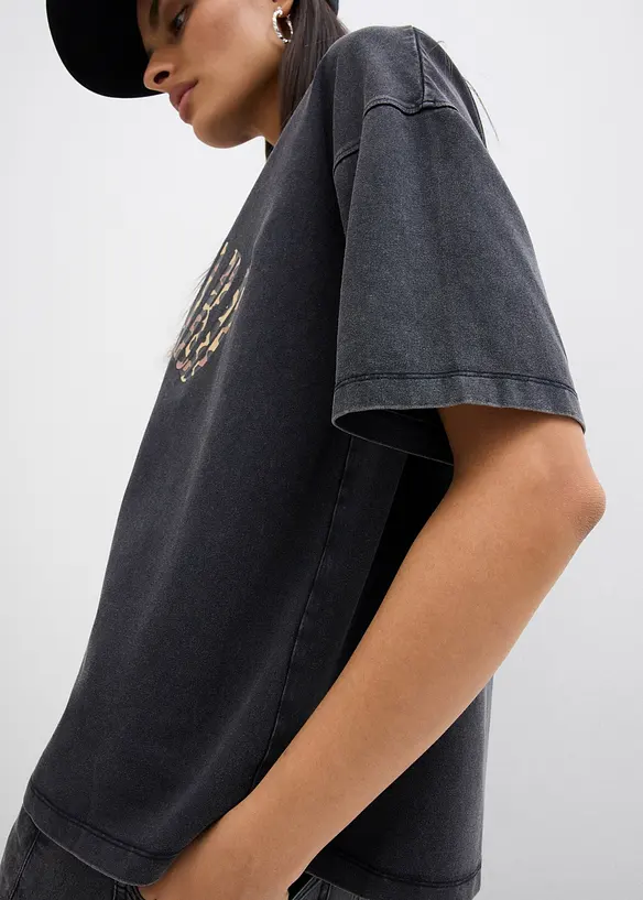 Oversized topp i myk bomullsmiks, bonprix