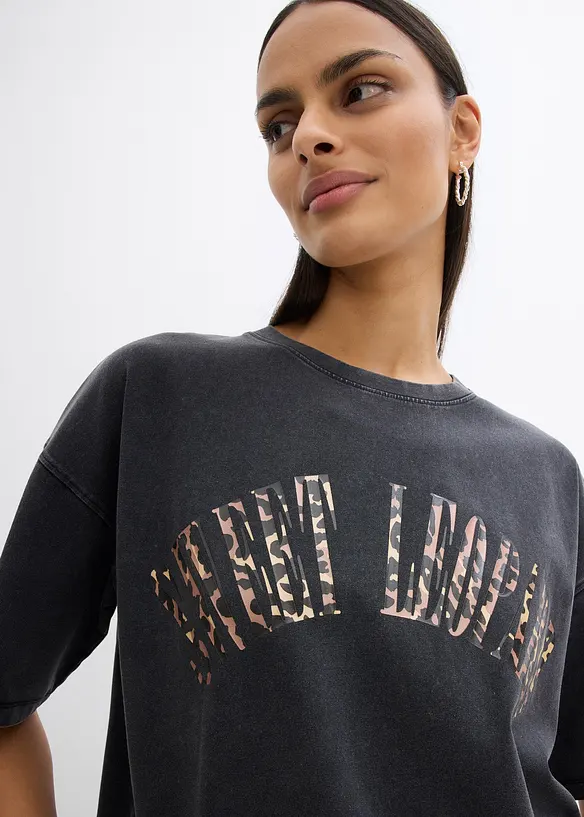 Oversized topp i myk bomullsmiks, bonprix