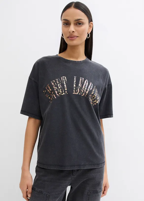 Oversized topp i myk bomullsmiks, bonprix