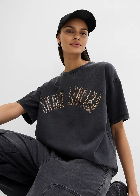 Oversized topp i myk bomullsmiks, bonprix