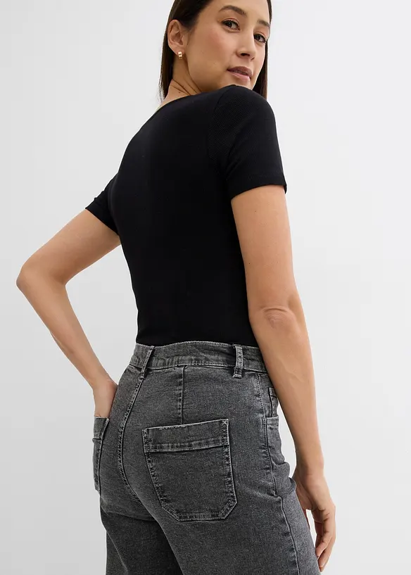 Wide Leg-jeans High Waist, cropped, bonprix