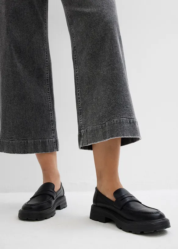 Wide Leg-jeans High Waist, cropped, bonprix
