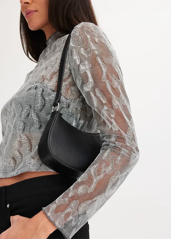 Langermet topp med glitter-detalj, bonprix