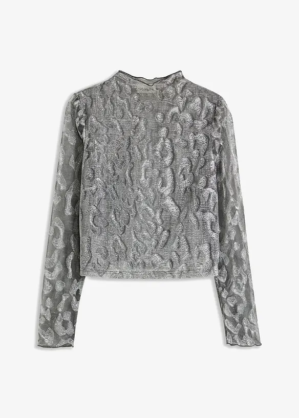Langermet topp med glitter-detalj, bonprix