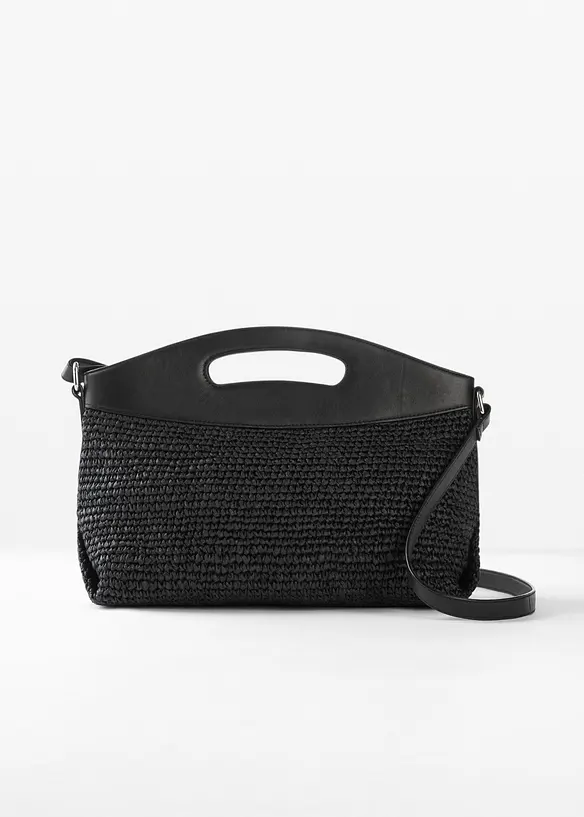 Skulderveske i strå med skinnhank, bonprix