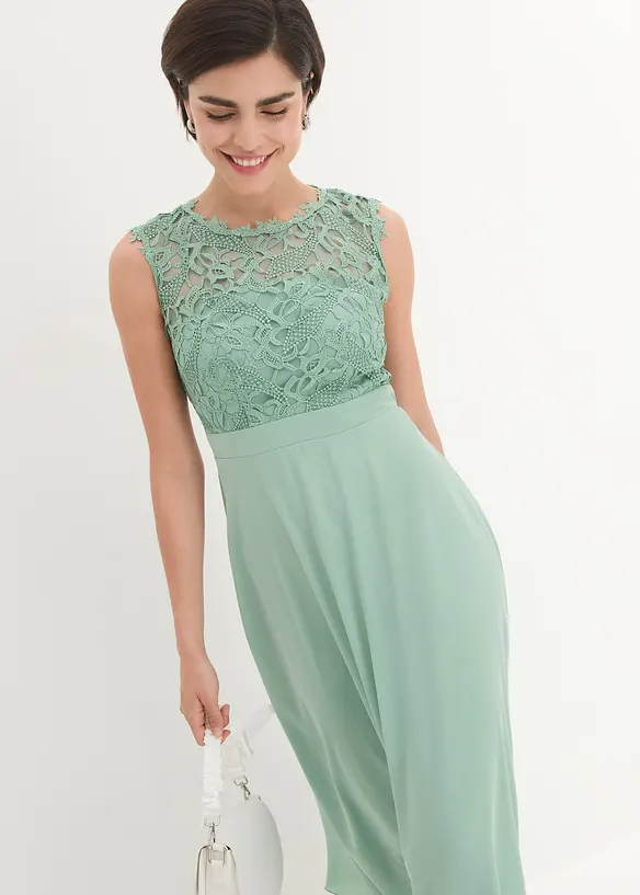 Maxikjole med blonder, bonprix