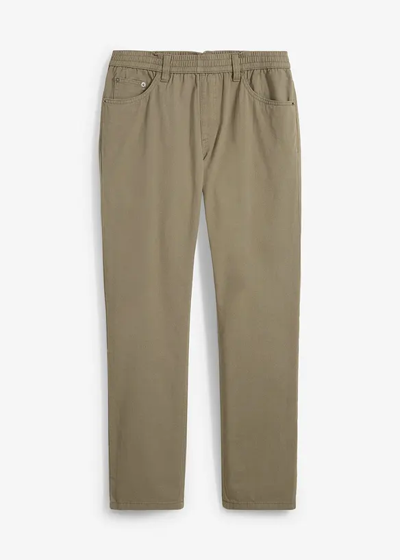 Regular Fit pull on-bukse i 100% bomull, Straight, bonprix