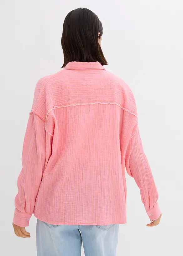 Skjortebluse i musselin med stripemønster, bonprix