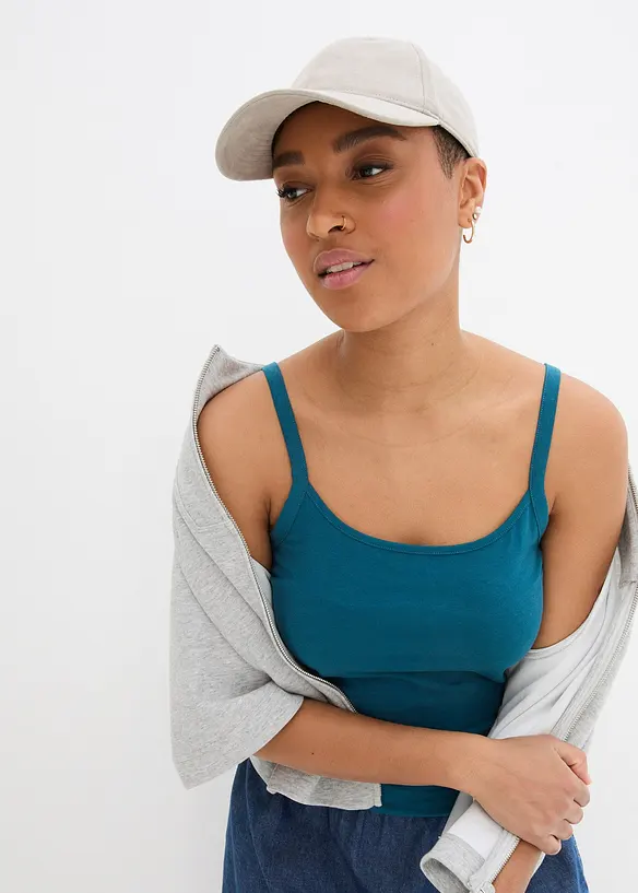 Lang singlet av &oslash;kologisk bomull, 2-pack, bonprix