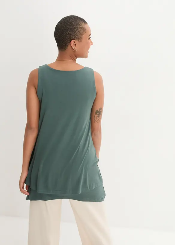 Lang, ermel&oslash;s lag p&aring; lag-topp i viskosemiks, bonprix