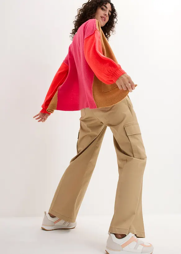 Oversized cardigan med Color-Blocking, bonprix