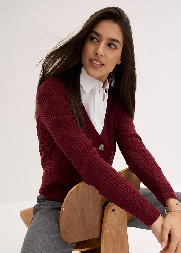 Ribbestrikket cardigan, bonprix