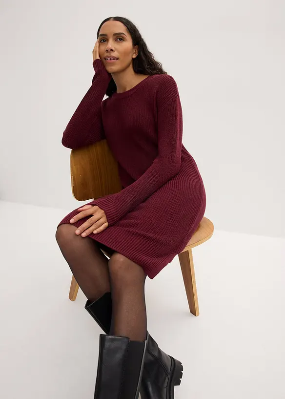 Oversized, ribbestrikket kjole, bonprix