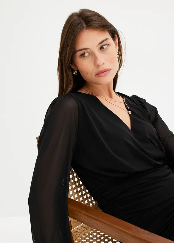 Langermet topp med mesh, bonprix