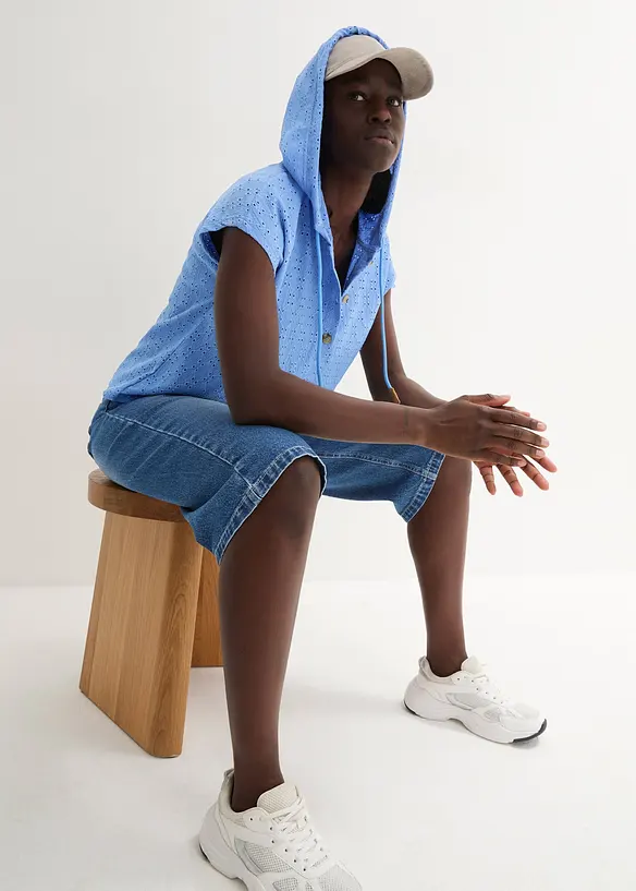 Henley-shirt med hette, bonprix