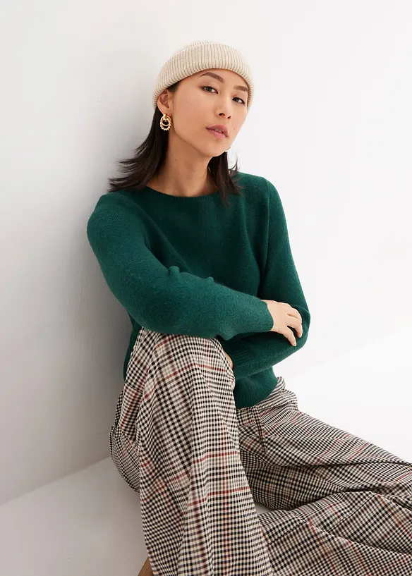 Strikket genser med b&aring;thals, bonprix