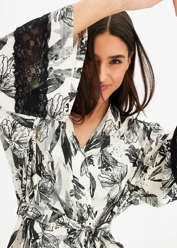 Kimono-badekåpe av myk viskosemiks, bonprix