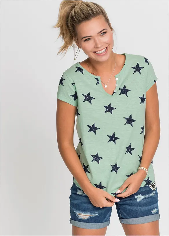 Topp med stjerneprint av 100% bomull, bonprix