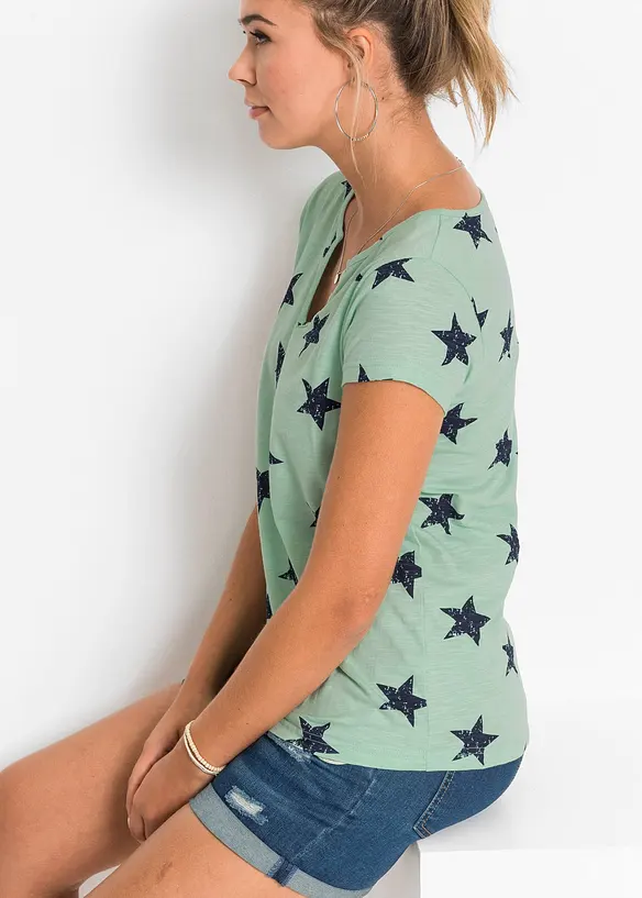 Topp med stjerneprint av 100% bomull, bonprix