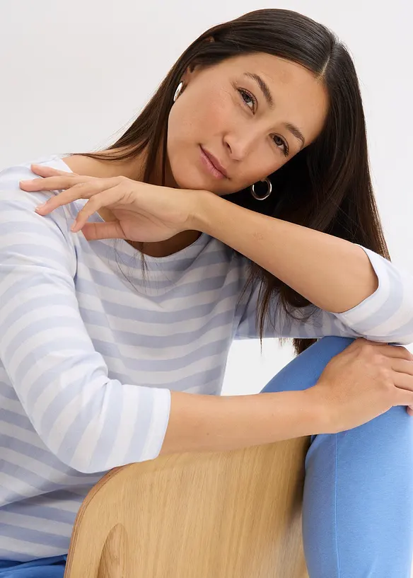 Topp med båthals, 3/4-lang arm, bonprix