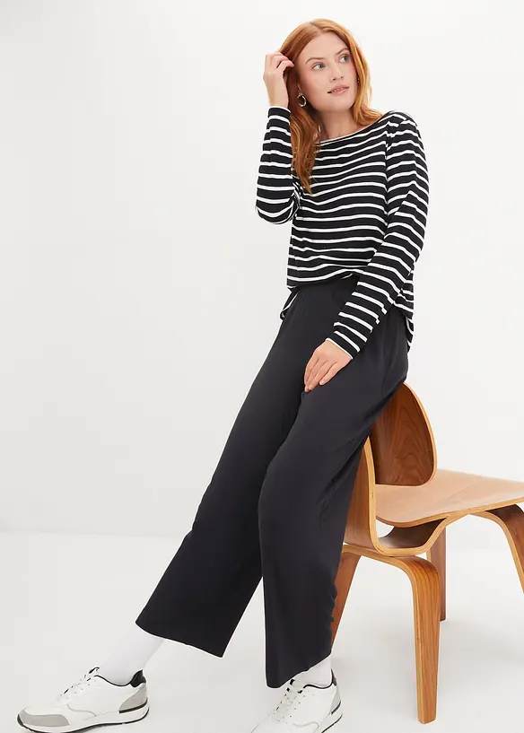 Ankellang bukse i trikot, High Waist (2-pack), bonprix
