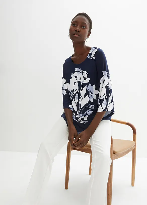 Trikot-tunika med blomsterm&oslash;nster, bonprix