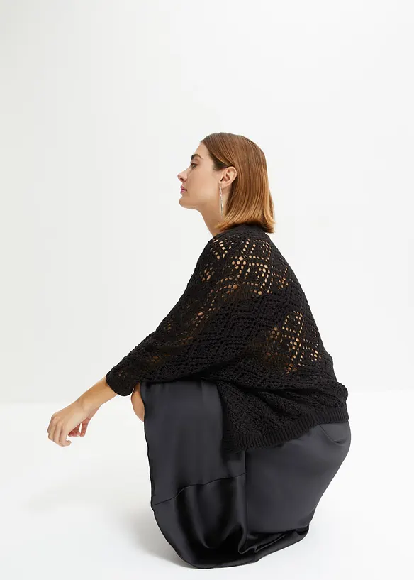 Cardigan med hullmønster, bonprix