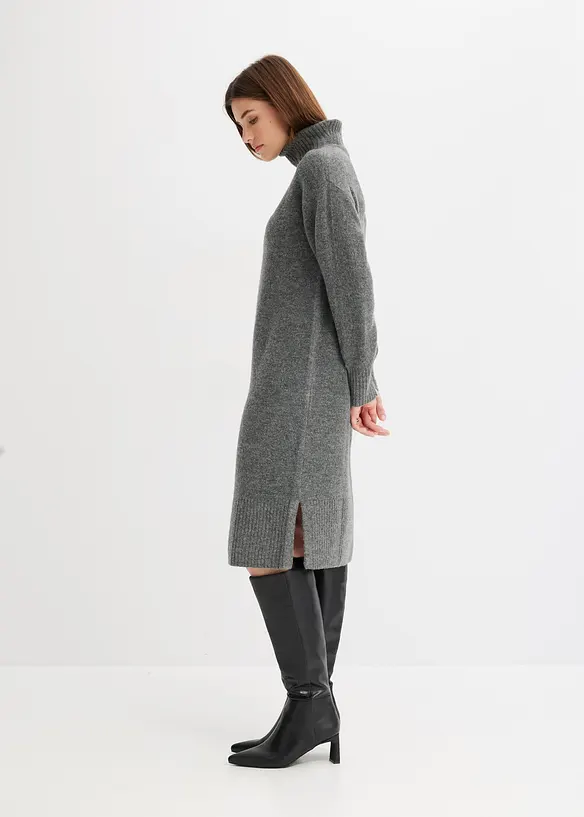 Strikket kjole med splitt, bonprix