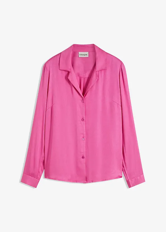 Bluse i viskose-sateng med jakkeslag, bonprix