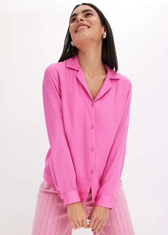 Bluse i viskose-sateng med jakkeslag, bonprix