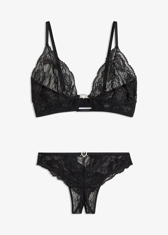 Bralette og stringtruse ouvert (2-delt sett), bonprix