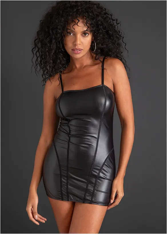 Kjole i wetlook, bonprix