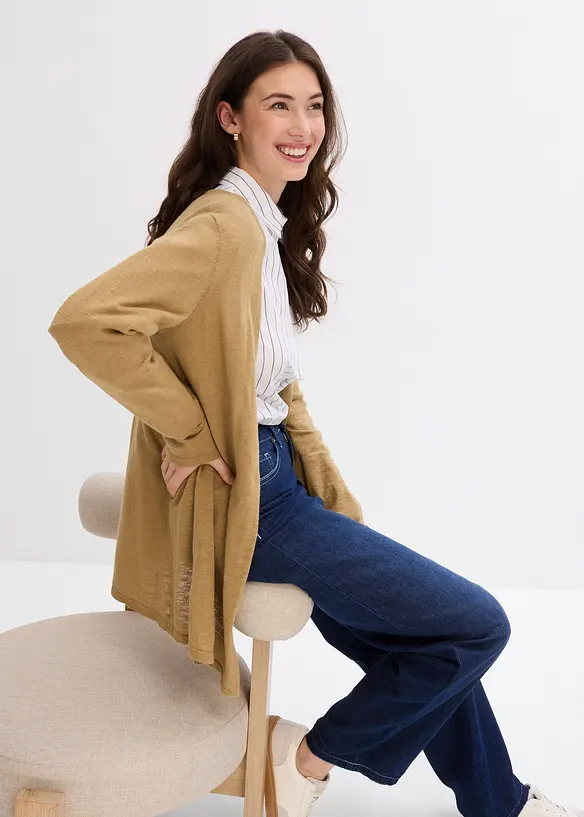 Cardigan i 100% bomullsslub, bonprix