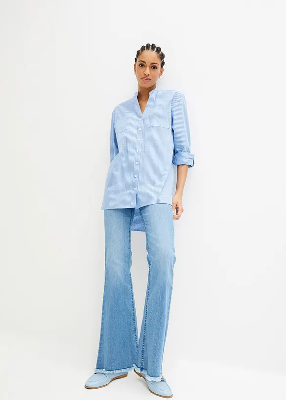 Lang bluse med ermer som kan brettes opp, bonprix