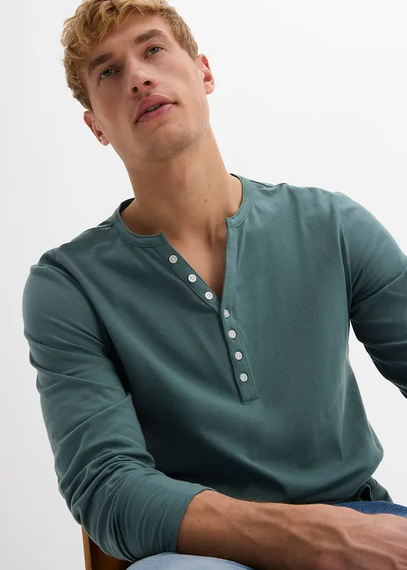 Langermet bestefartr&oslash;ye i ren &oslash;kologisk bomull, Slim Fit, bonprix