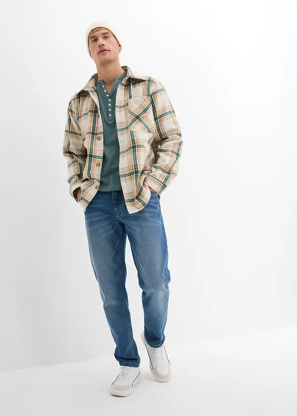 Langermet bestefartr&oslash;ye i ren &oslash;kologisk bomull, Slim Fit, bonprix