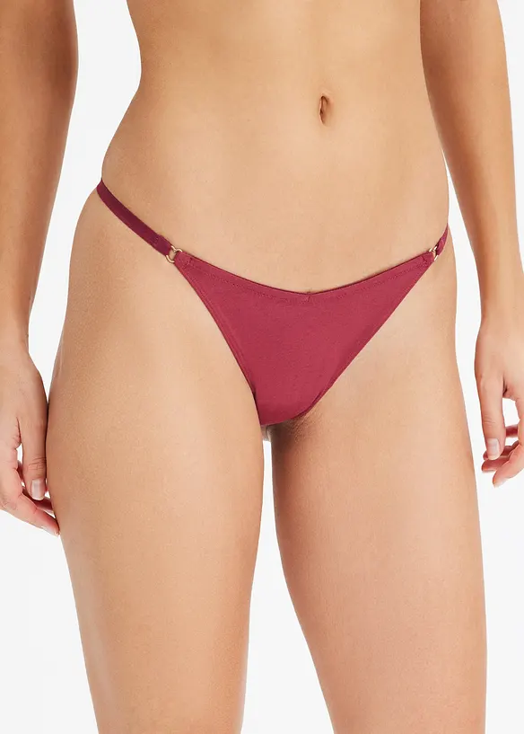 Stringtruse i V-modell med &oslash;kologisk bomull (4-pack), bonprix