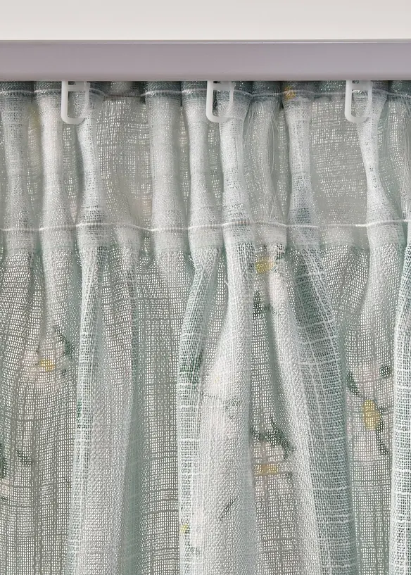 Gardin i resirkulert polyester med trykt blomsterm&oslash;nster (1-pack), bonprix